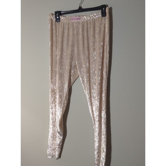 Spyder Pajamas Loungewear Ivory Velour Shiny L Women’s Comfy - Picture 5 of 9
